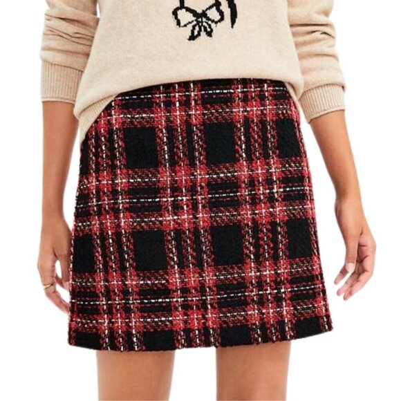 Loft NWT Petite Plaid Tweed Shift Skirt Sz 16P - Picture 1 of 9